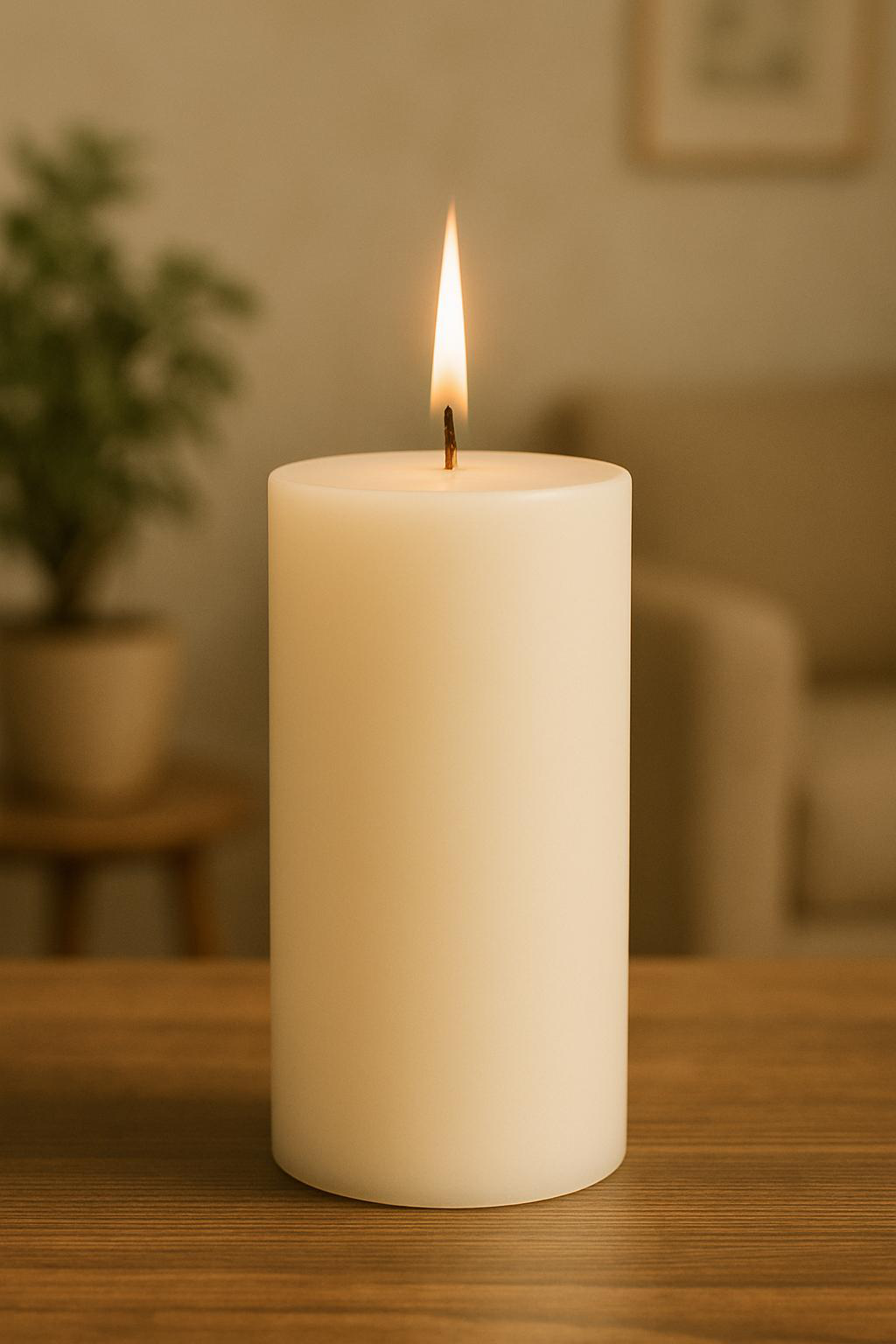 Ekru Büyük Boy Iskandinav 20 X 10 Boyutta Silindir Mum