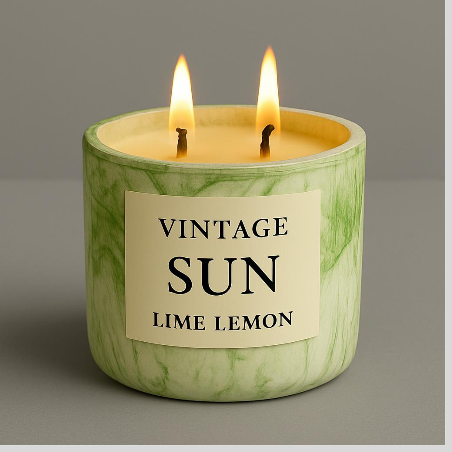 Sun Aromaterapi Mum - Lime Lemon Kokulu Beton Ahşap Fitil Mum